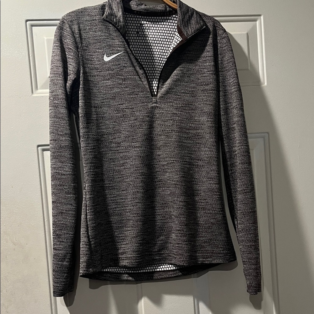 Nike Heathered Black Quarter-Zip Top
